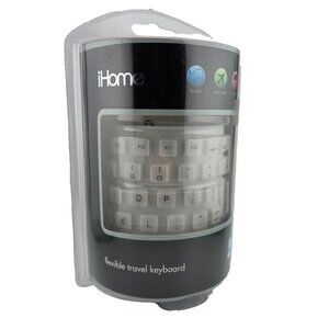iHome White Spill-Proof Flexible Portable Travel USB Enabled Keyboard‎ NEW